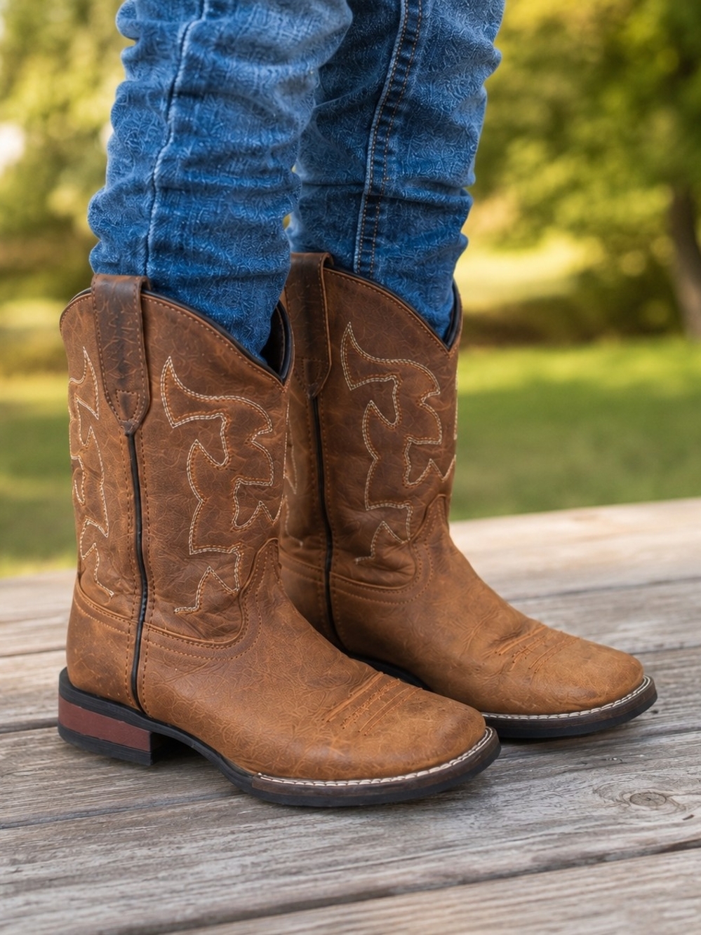 Roper Little Kids Brown Western Cowboy Boots Square Toe Size 3
